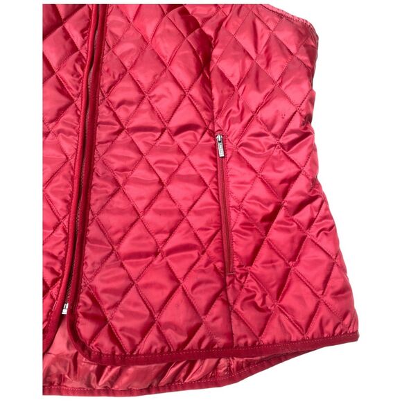 Lands’ End Women’s Red Quilted Vest XL Lightweight Zip Pockets Primaloft - Picture 9 of 12